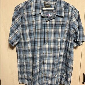 Eddie Bauer Light Blue Plaid Casual Shirt